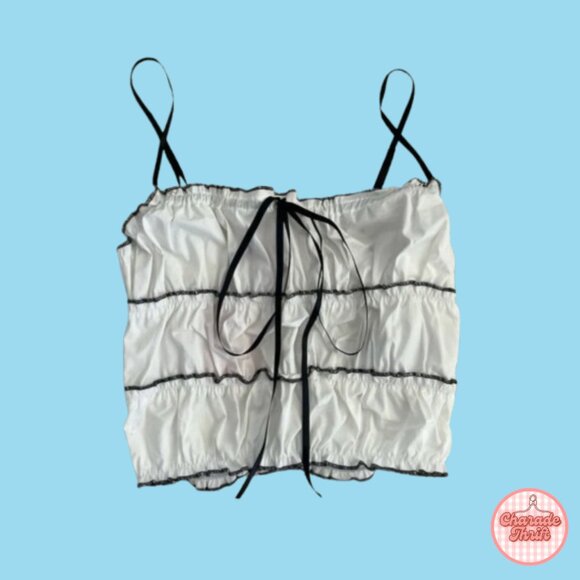 Edikted Tops - Edikted - White Top w/ Black Ribbon